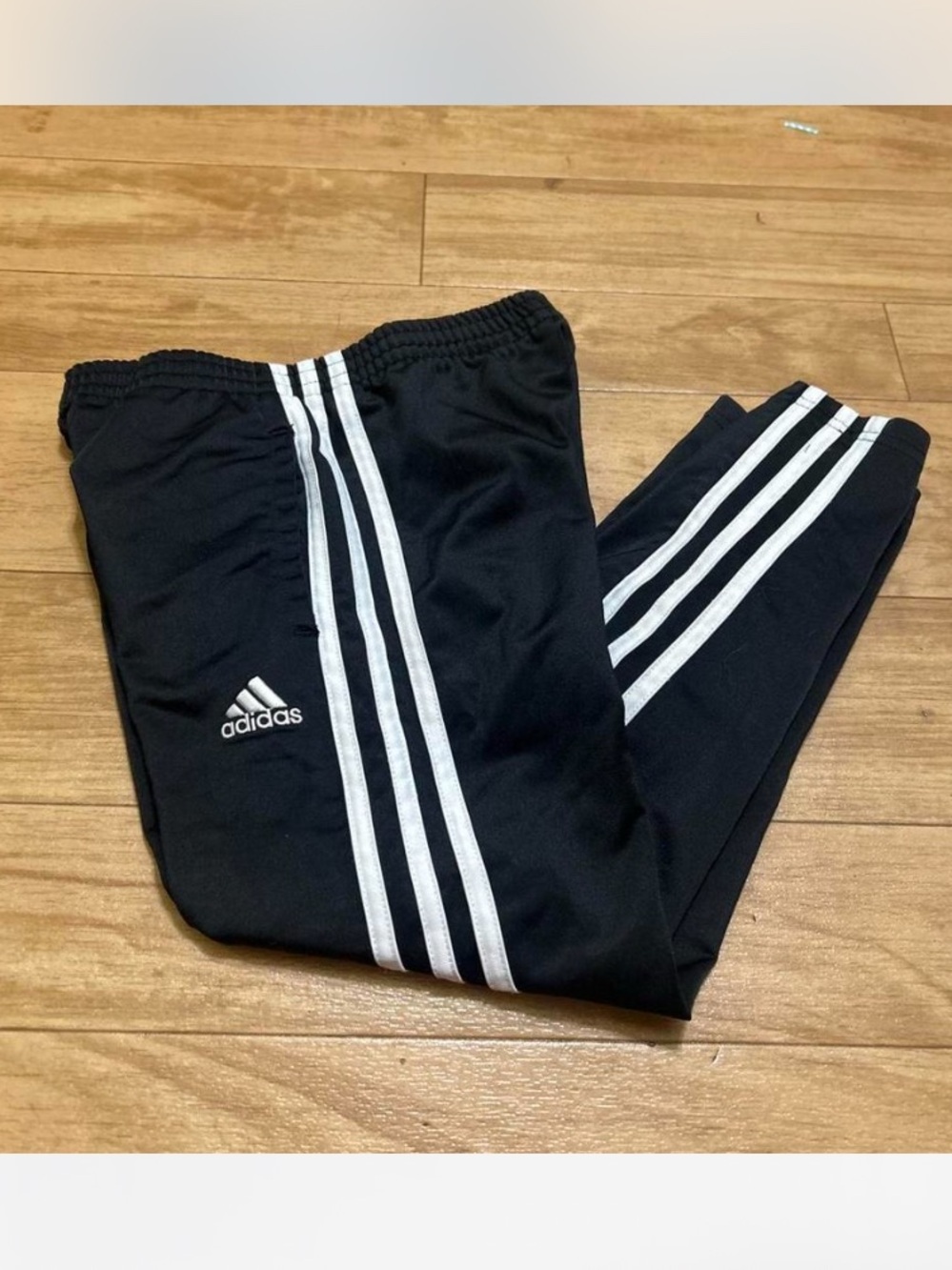 adidas Black Jogger Sweatpants with White Three Stripes